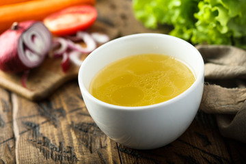 Healthy homemade chicken broth