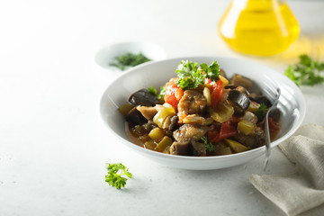Homemade vegetable ragout or stew with fresh parsley