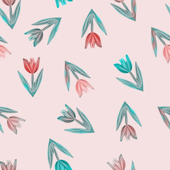 Tulips seamless pattern. Hand drawn template. 