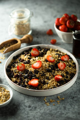 Homemade granola with fresh strawberry