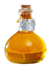 Bottle with olive oil on the table