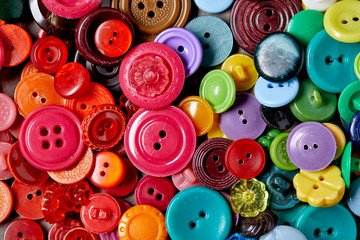 Background and texture of multicolored antique buttons - obrazy, fototapety, plakaty