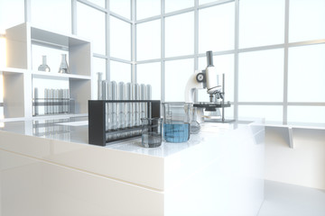 Experimental apparatus with an empty laboratory,white background,3d rendering.