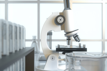 Experimental apparatus with an empty laboratory,white background,3d rendering.