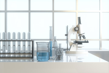 Experimental apparatus with an empty laboratory,white background,3d rendering.