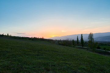 Fototapeta na wymiar Majestic sunset in the mountains landscape.