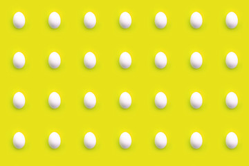 Pattern of white eggs on a yellow background