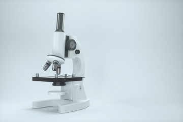Microscope with white background,abstract conception,3d rendering.