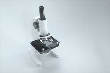 Microscope with white background,abstract conception,3d rendering.