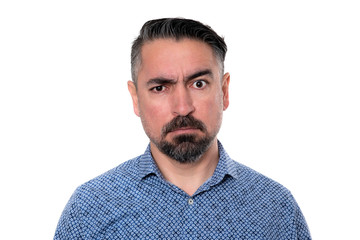 Obraz premium Portrait of angry man wearing blue shirt