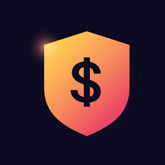 shield with dollar sign glowing neon icon banking icons for ui and ux website or mobile app vector illustration