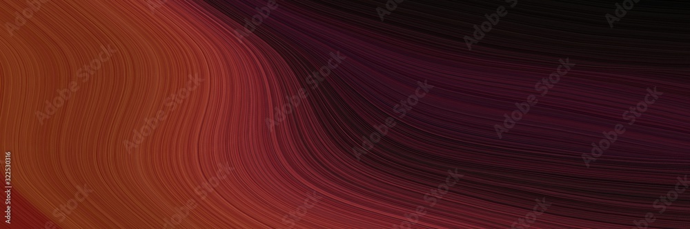 Poster flowing designed horizontal header with very dark pink, dark red and saddle brown colors. dynamic curved lines with fluid flowing waves and curves
