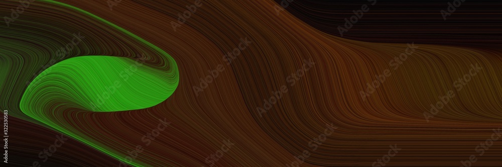 Poster flowing designed horizontal banner with very dark red, forest green and black colors. dynamic curved