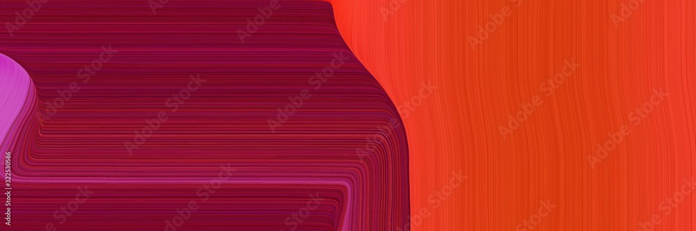 Poster decorative header design with crimson, orange red and dark pink colors. dynamic curved lines with fl