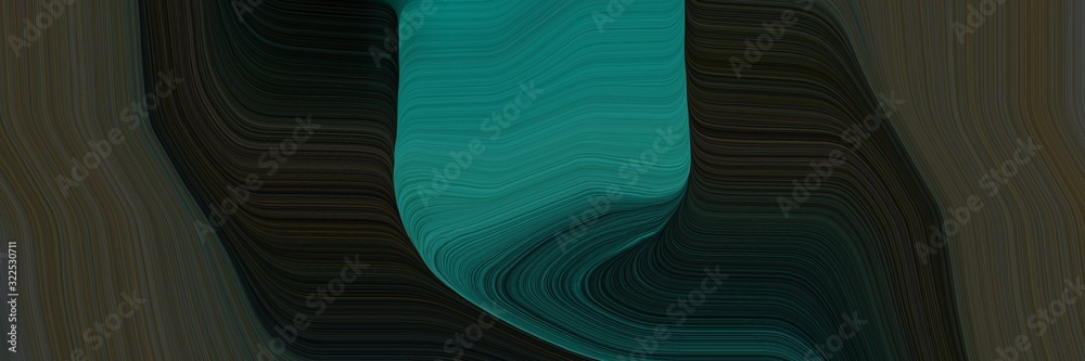 Aufkleber surreal designed horizontal header with very dark green, teal and teal green colors. dynamic curved lines with fluid flowing waves and curves