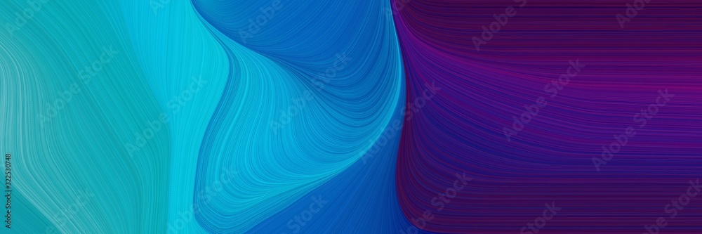 Poster flowing header with light sea green, very dark violet and indigo colors. dynamic curved lines with fluid flowing waves and curves