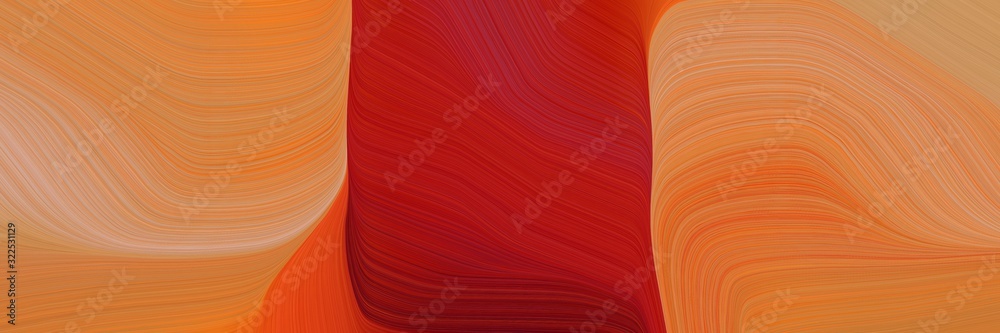 Poster dynamic banner with peru, bronze and firebrick colors. dynamic curved lines with fluid flowing waves and curves