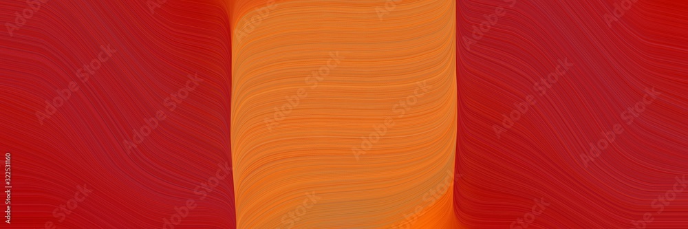 Poster artistic header design with bronze, firebrick and orange red colors. dynamic curved lines with fluid flowing waves and curves