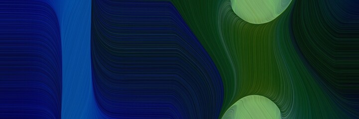 decorative header with very dark blue, very dark green and moderate green colors. dynamic curved lines with fluid flowing waves and curves