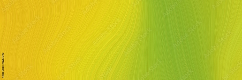Aufkleber flowing header design with golden rod, yellow green and vivid orange colors. dynamic curved lines with fluid flowing waves and curves