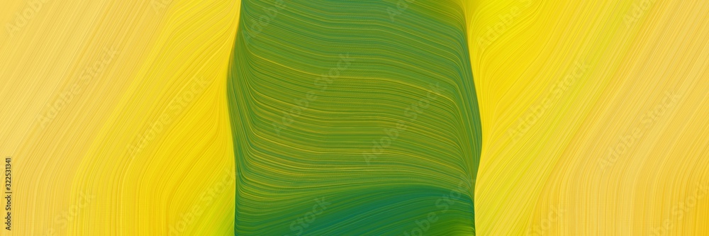 Poster artistic banner with dark green, vivid orange and olive drab colors. dynamic curved lines with fluid