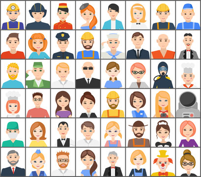 Set of avatars of people, representatives of various professions. Vector illustration.