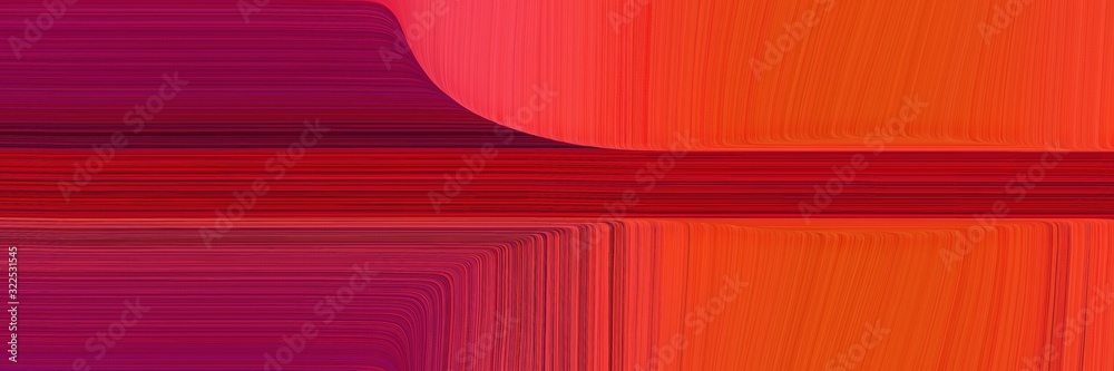 Poster decorative banner design with orange red, dark pink and very dark pink colors. dynamic curved lines 