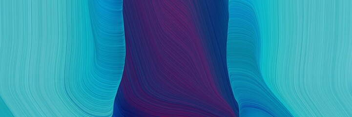 Fototapeta premium artistic horizontal banner with light sea green, midnight blue and strong blue colors. dynamic curved lines with fluid flowing waves and curves