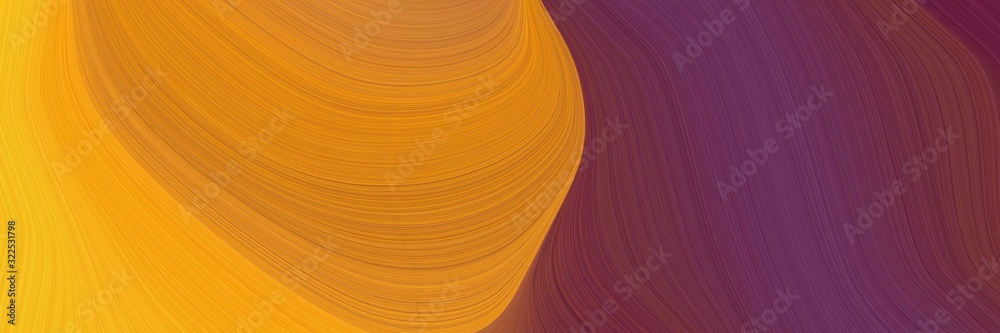 Poster moving banner design with golden rod, old mauve and dark moderate pink colors. dynamic curved lines 