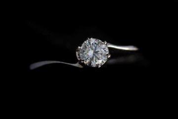 Close up  of diamond silver ring