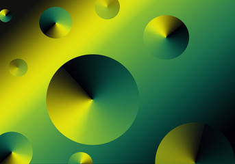 Abstract green yellow circle, 3d round, organic, background, for holiday, postcard, invitation, business ideas