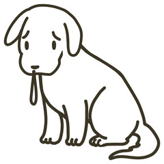 座っている犬のイラスト_風邪