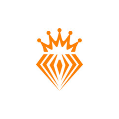Diamond with crown logo design vector template