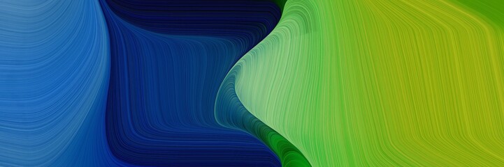 flowing header design with moderate green, very dark blue and strong blue colors. dynamic curved lines with fluid flowing waves and curves