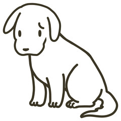 座っている犬のイラスト_困り顔