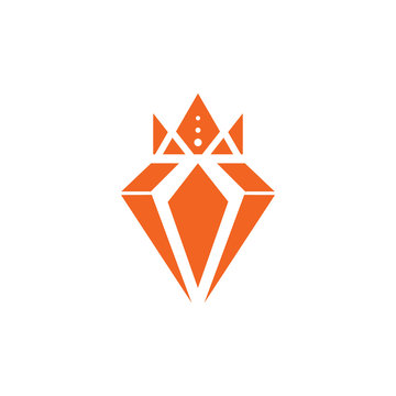 Diamond with crown logo design vector template