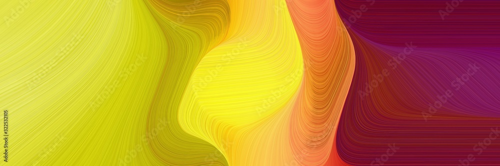 Poster surreal banner with dark pink, vivid orange and bronze colors. dynamic curved lines with fluid flowi