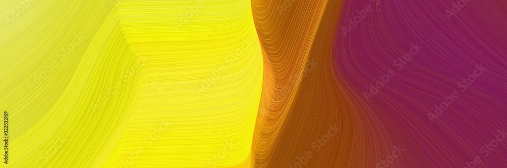 Poster artistic designed horizontal banner with gold, dark moderate pink and dark golden rod colors. dynamic curved lines with fluid flowing waves and curves
