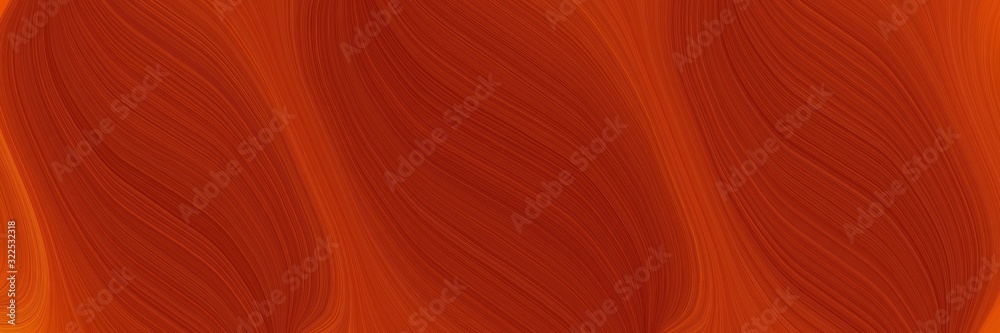 Poster surreal designed horizontal banner with firebrick, coffee and dark red colors. dynamic curved lines with fluid flowing waves and curves