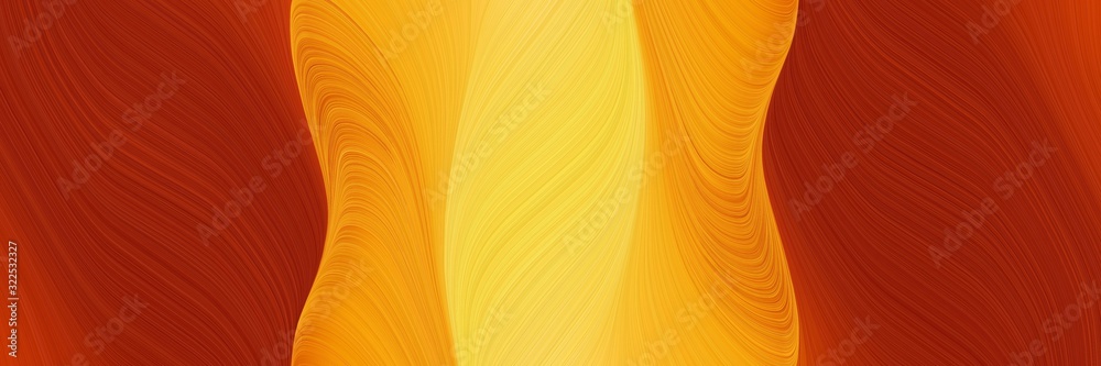 Poster dynamic horizontal header with vivid orange, firebrick and dark orange colors. dynamic curved lines with fluid flowing waves and curves