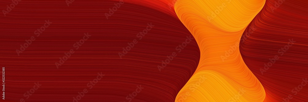 Poster dynamic banner design with dark red, dark orange and firebrick colors. dynamic curved lines with fluid flowing waves and curves