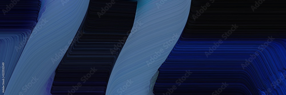 Aufkleber surreal header design with teal blue, black and midnight blue colors. dynamic curved lines with flui