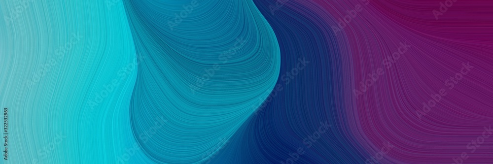 Aufkleber dynamic header with medium turquoise, very dark magenta and dark cyan colors. dynamic curved lines with fluid flowing waves and curves