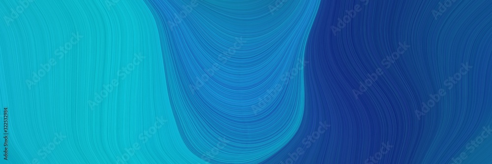 Aufkleber flowing designed horizontal header with strong blue, dark turquoise and midnight blue colors. dynamic curved lines with fluid flowing waves and curves