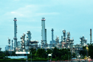 Fototapeta na wymiar a standard and eco-friendly refinery, surrounded by rivers and sky, covered with clouds