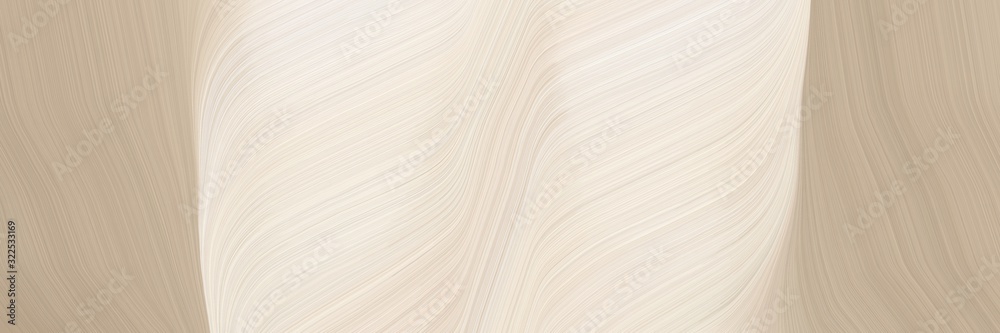 Poster flowing header design with antique white, tan and pastel gray colors. dynamic curved lines with fluid flowing waves and curves
