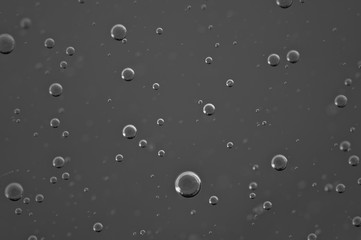 Dark background. Liquid with air bubbles for projects, oil, honey, beer, juice, shampoos. Black and white