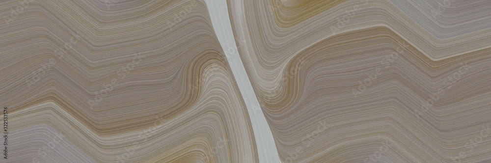 Poster modern designed horizontal banner with gray gray, dark gray and pastel brown colors. dynamic curved lines with fluid flowing waves and curves