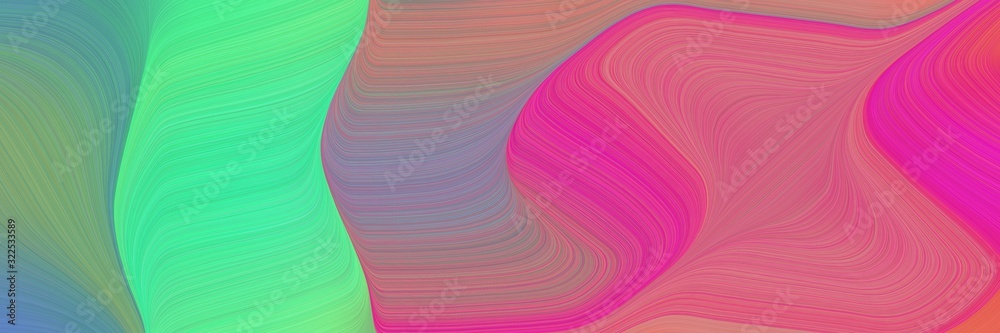Poster flowing banner design with pale violet red, medium aqua marine and cadet blue colors. dynamic curved