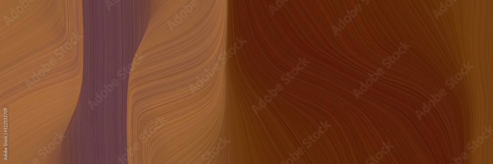 Poster colorful horizontal banner with chocolate, sienna and dark red colors. dynamic curved lines with fluid flowing waves and curves